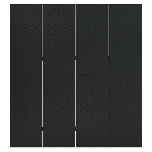 Separè 4 Pannelli Nero 160x180 cm in Acciaio