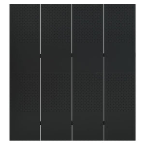 Separè 4 Pannelli Nero 160x180 cm in Acciaio