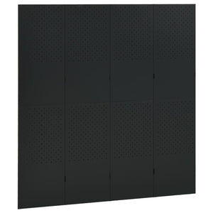 Separè 4 Pannelli Nero 160x180 cm in Acciaio