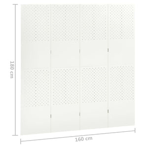 Separè 4 Pannelli Bianco 160x180 cm in Acciaio