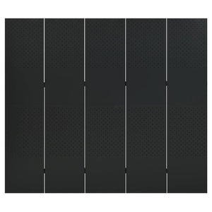 Separè 5 Pannelli Nero 200x180 cm in Acciaio