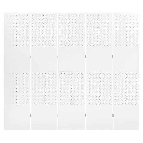 Separè 5 Pannelli Bianco 200x180 cm in Acciaio