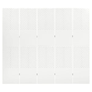 Separè 5 Pannelli Bianco 200x180 cm in Acciaio