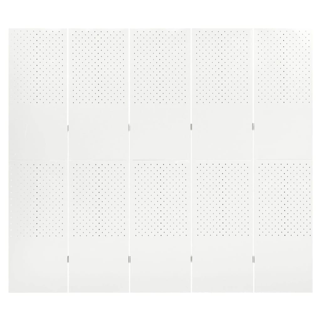 Separè 5 Pannelli Bianco 200x180 cm in Acciaio