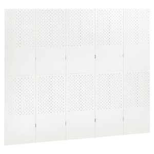 Separè 5 Pannelli Bianco 200x180 cm in Acciaio