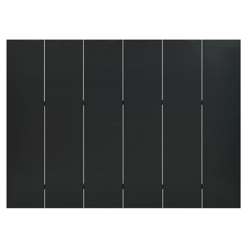 Separè 6 Pannelli Nero 240x180 cm in Acciaio