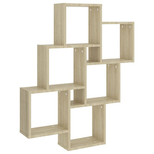 Mensola da Parete 6 Cubi Rovere Sonoma 78x15x93cm Legno Multistrato