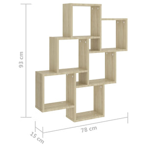 Mensola da Parete 6 Cubi Rovere Sonoma 78x15x93cm Legno Multistrato
