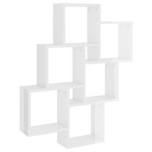 Mensola da Parete 6 Cubi Bianco Lucido 78x15x93 cm in Multistrato