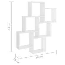 Carica l&#39;immagine nel visualizzatore di Gallery, Mensola da Parete 6 Cubi Bianco Lucido 78x15x93 cm in Multistrato