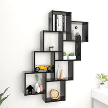 Carica l&#39;immagine nel visualizzatore di Gallery, Mensola da Parete 8 Cubi Nera 90x15x119 cm in Legno Multistrato