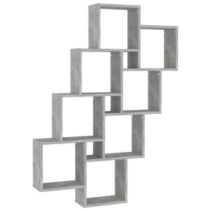 Mensola da Parete 8 Cubi Grigio Cemento 90x15x119 Legno Multistrato