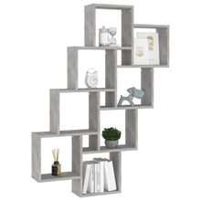 Carica l&#39;immagine nel visualizzatore di Gallery, Mensola da Parete 8 Cubi Grigio Cemento 90x15x119 Legno Multistrato