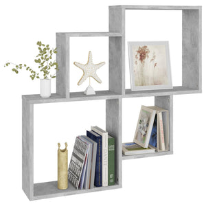 Mensola a Muro 4 Cubi Grigio Cemento 80x15x78,5cm Legno Multistrato