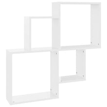 Carica l&#39;immagine nel visualizzatore di Gallery, Mensola a Muro 4 Cubi Bianco Lucido 80x15x78,5cm Legno Multistrato