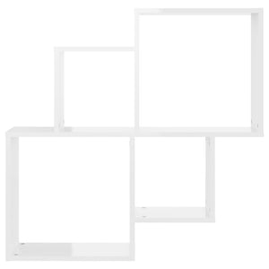 Mensola a Muro 4 Cubi Bianco Lucido 80x15x78,5cm Legno Multistrato