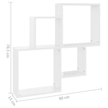 Carica l&#39;immagine nel visualizzatore di Gallery, Mensola a Muro 4 Cubi Bianco Lucido 80x15x78,5cm Legno Multistrato