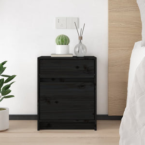 Comodini 2 pz Neri 40x31x50 cm in Legno Massello di Pino