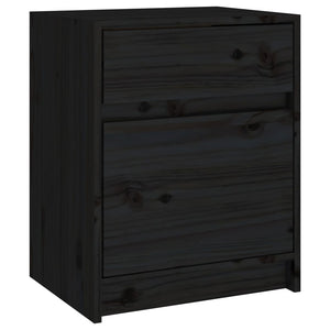 Comodini 2 pz Neri 40x31x50 cm in Legno Massello di Pino
