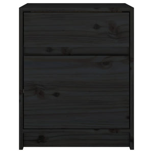 Comodini 2 pz Neri 40x31x50 cm in Legno Massello di Pino