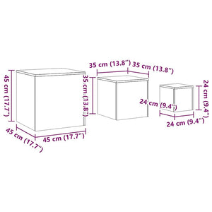 Tavolini 3 pz Neri in Truciolato