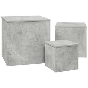 Tavolini 3 pz Grigio Cemento in Truciolato