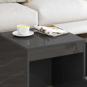 Tavolini Impilabili 3 pz Grigio Lucido in Truciolato