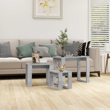 Indlæs billede til gallerivisning Tavolini Impilabili 3 pz Grigio Cemento in Legno Multistrato