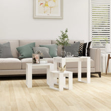 Indlæs billede til gallerivisning Tavolini Impilabili 3 pz Bianco Lucido in Legno Multistrato