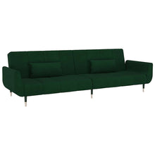 Laden Sie das Bild in den Galerie-Viewer, Divano Trasformabile in Letto con 2 Cuscini Verde Scuro in Velluto