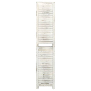Separè 5 Pannelli Bianco Antico 178,5x166 cm Legno Massello