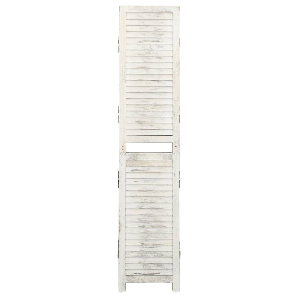 Separè 5 Pannelli Bianco Antico 178,5x166 cm Legno Massello