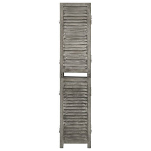 Separè 4 Pannelli Grigio 143x166 cm in Legno Massello
