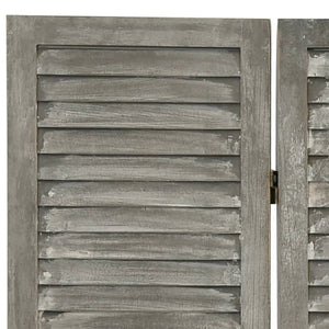Separè 4 Pannelli Grigio 143x166 cm in Legno Massello