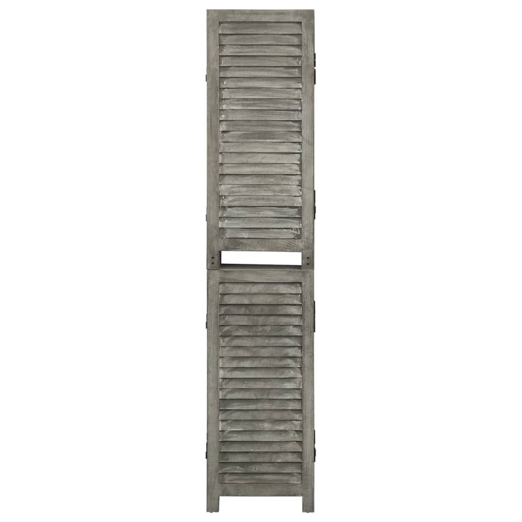 Separè 6 Pannelli Grigio 214x166 cm in Legno Massello