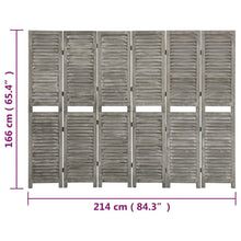 Load image into Gallery viewer, Separè 6 Pannelli Grigio 214x166 cm in Legno Massello