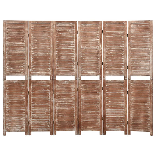 Separè 6 Pannelli Marrone 210x165cm in Legno Massello