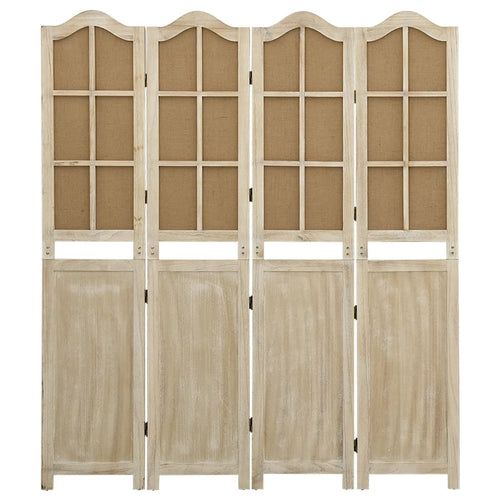 Separè 4 Pannelli Marrone 140x165 cm in Tessuto e legno