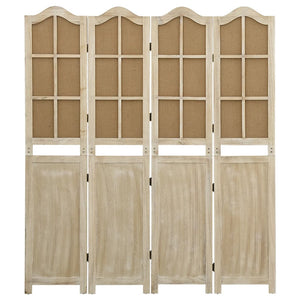 Separè 4 Pannelli Marrone 140x165 cm in Tessuto e legno