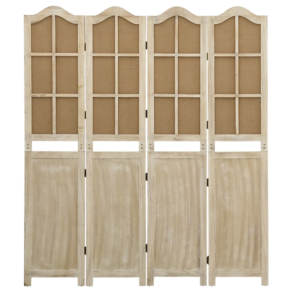 Separè 4 Pannelli Marrone 140x165 cm in Tessuto e legno