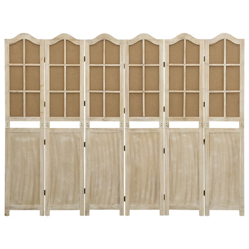 Separè 6 Pannelli Marrone 214x165 cm in Tessuto e legno