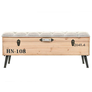 Panca Pouf con Vano contenitore 110 cm in Legno Massello di Abete