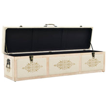 Load image into Gallery viewer, Cassapanca 110 cm Crema in Legno Massello di Abete e Tessuto