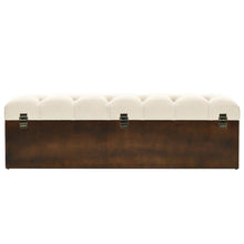 Load image into Gallery viewer, Cassapanca 110 cm Crema in Legno Massello di Abete e Tessuto