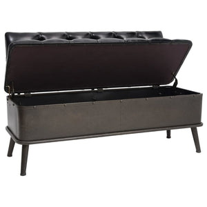 Panca Pouf con Schienale e Vano contenitore 110 cm Nera in Similpelle
