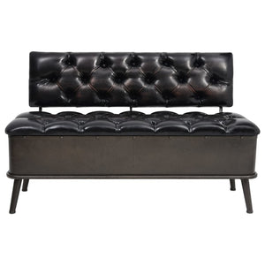 Panca Pouf con Schienale e Vano contenitore 110 cm Nera in Similpelle
