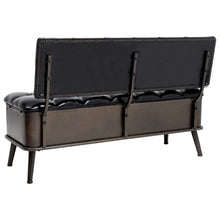 Load image into Gallery viewer, Panca Pouf con Schienale e Vano contenitore 110 cm Nera in Similpelle