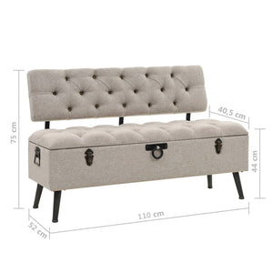 Panca Pouf con Schienale e Vano contenitore  110 cm Crema in Tessuto