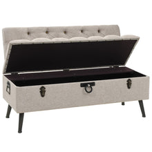 Load image into Gallery viewer, Panca Pouf con Schienale e Vano contenitore  110 cm Crema in Tessuto