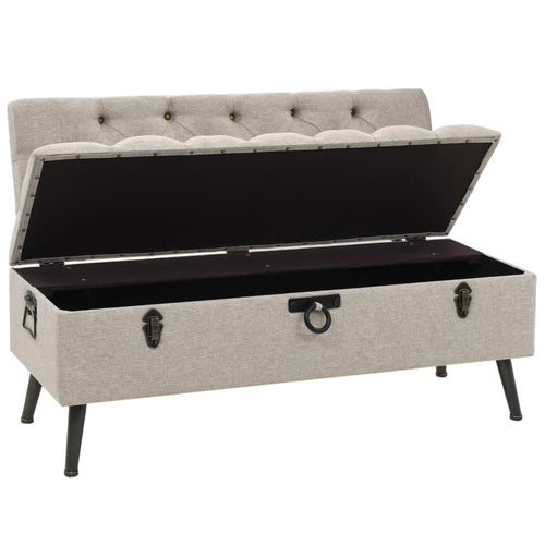 Panca Pouf con Schienale e Vano contenitore  110 cm Crema in Tessuto